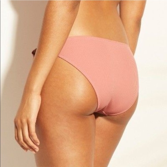 SHADE & SHORE Mauve Ribbed Side Tie Hipster Bikini Bottoms Mix & Match NWT - Picture 3 of 16